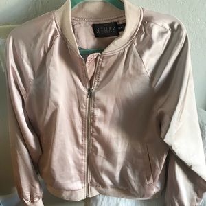 Light pink silk bomber jacket